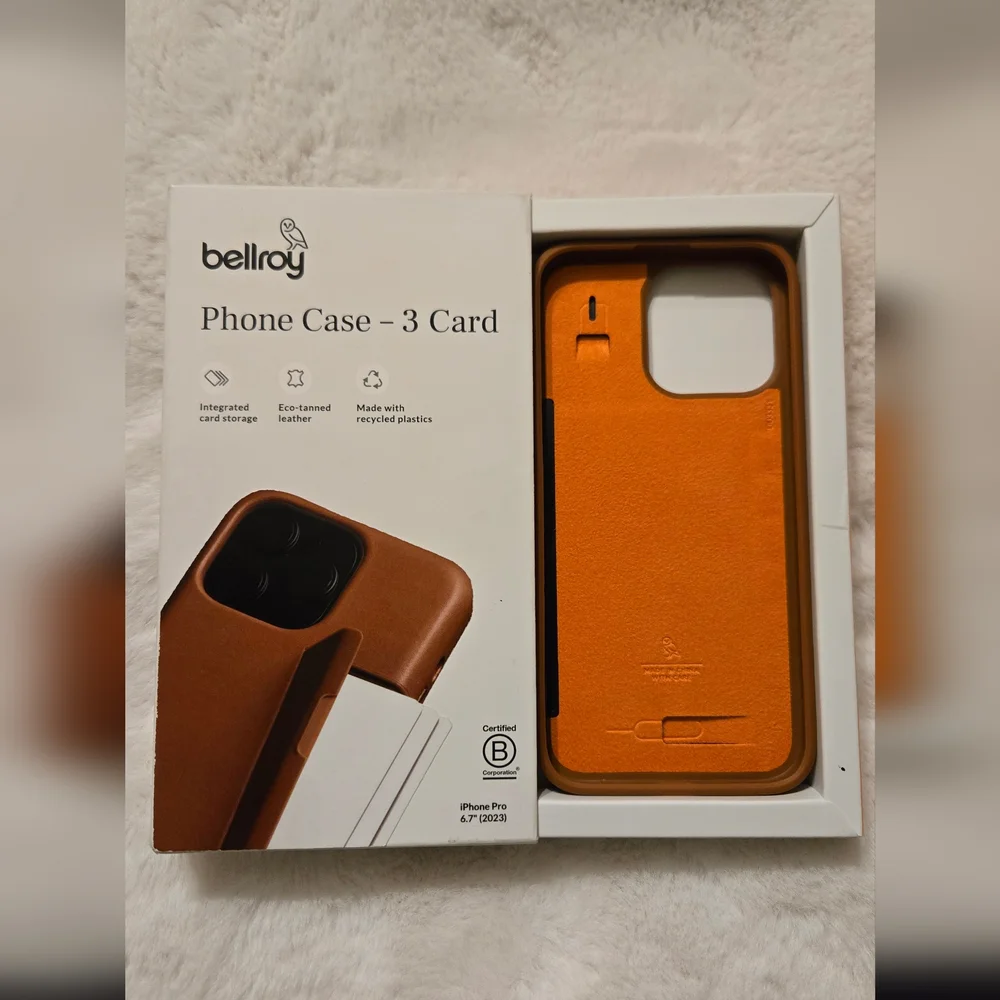 Bellroy Leather Case For iPhone 15 Pro Max (6.7") 3 Card Terracotta New In Box - Picture 6 of 16